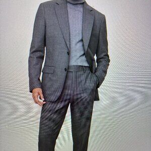 2 pc SUIT. Banana Republic. NEW. Grey blue check Italian.Tailored fit 42 S/C